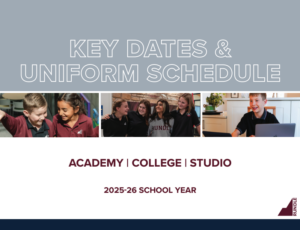 Cover of Rundle's Key Dates and Uniform Schedule document for 2025-26